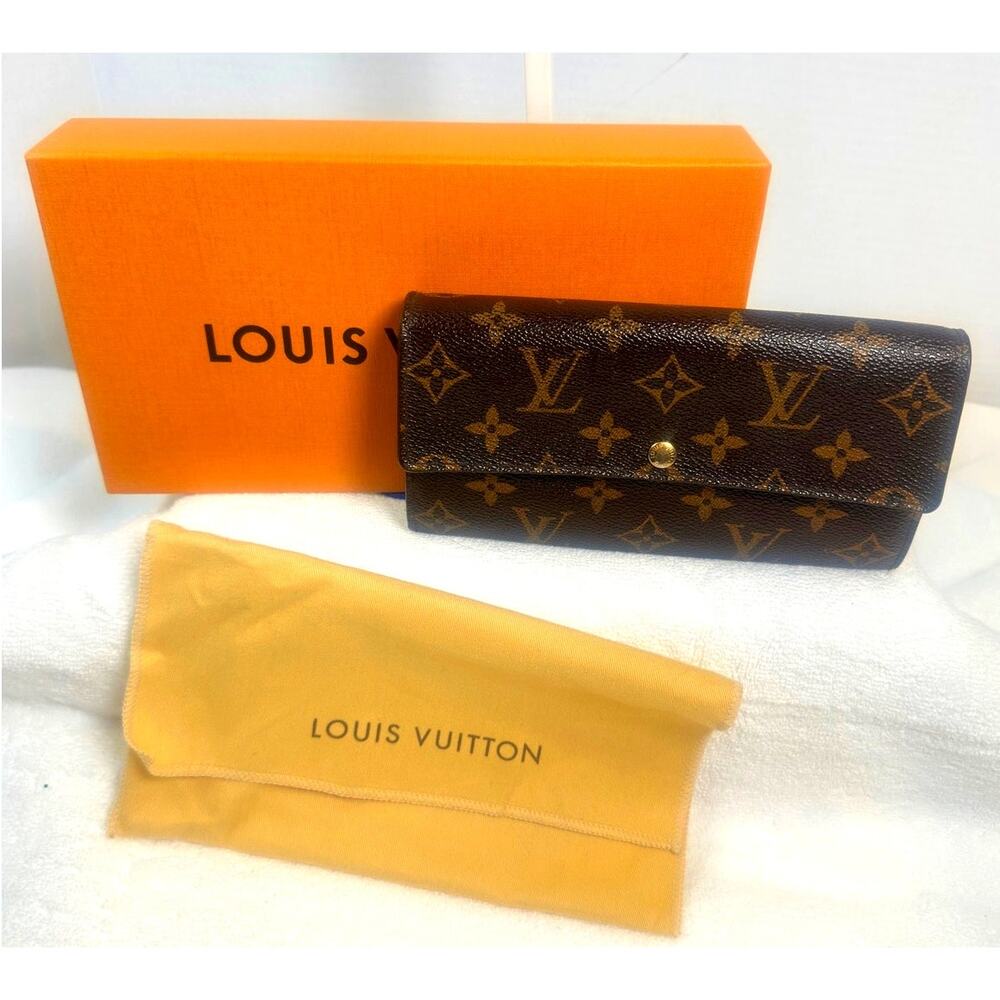Louis Vuitton Monogram Sarah Wallet Rare Interior Print w/ Box & Dust Bag